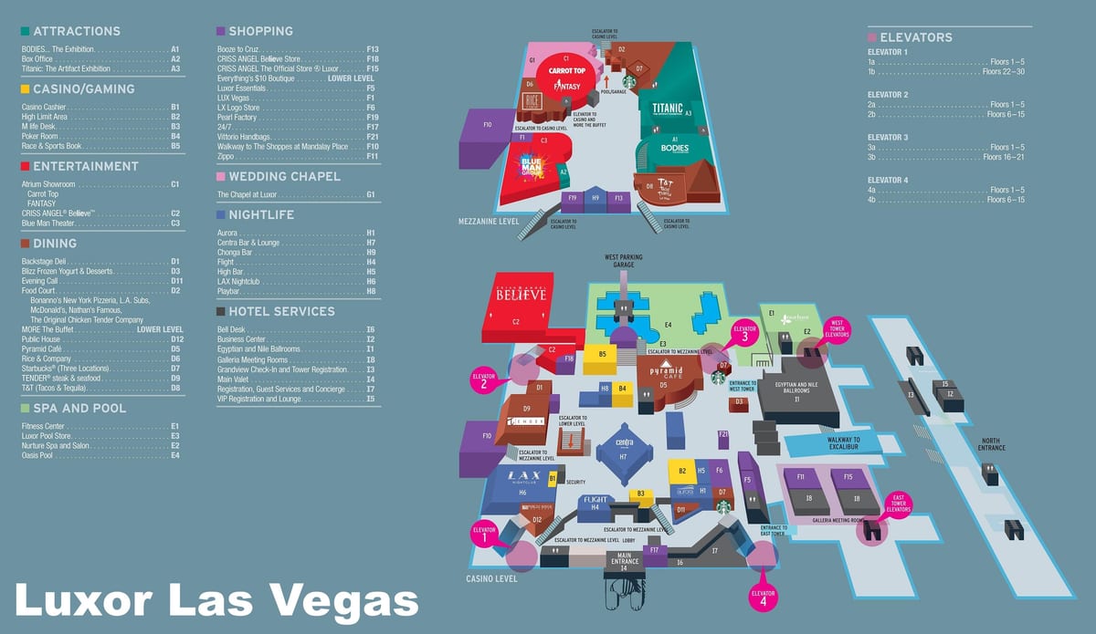 χάρτης της Luxor Las Vegas