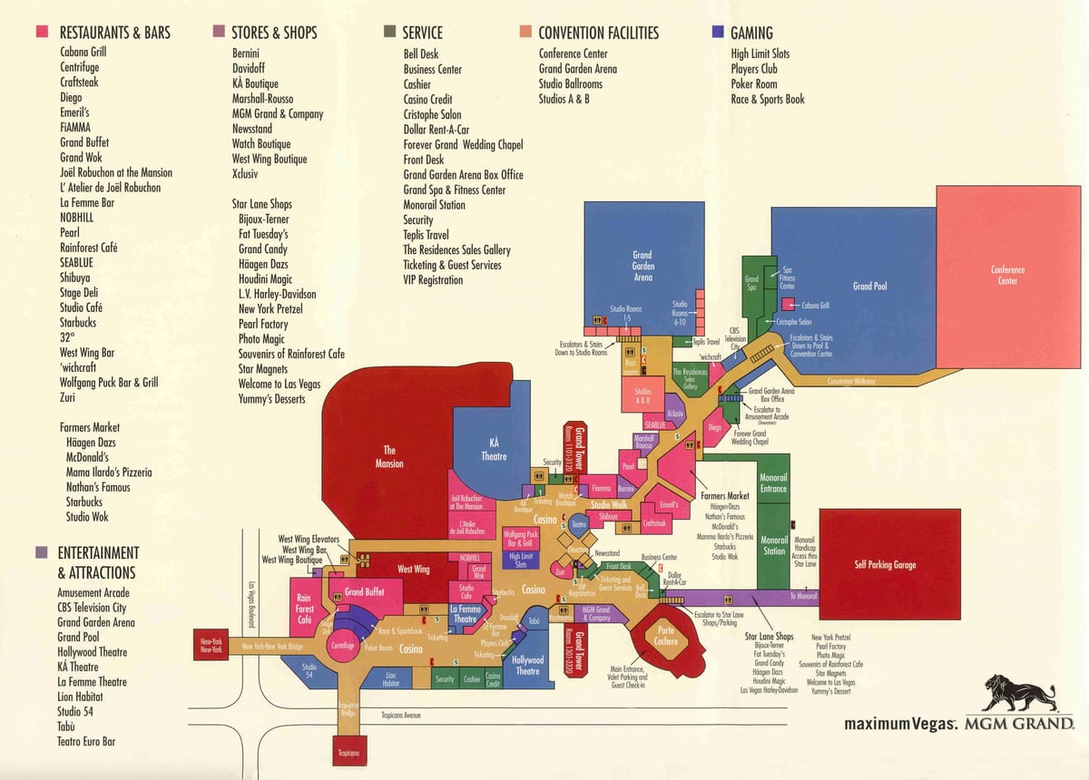 χάρτης της MGM grand Λας Βέγκας