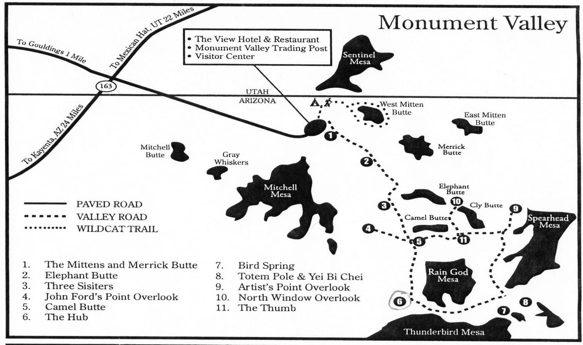 χάρτης της monument valley
