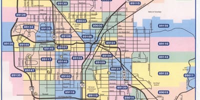 Ταχυδρομικός κώδικας χάρτης της Las Vegas